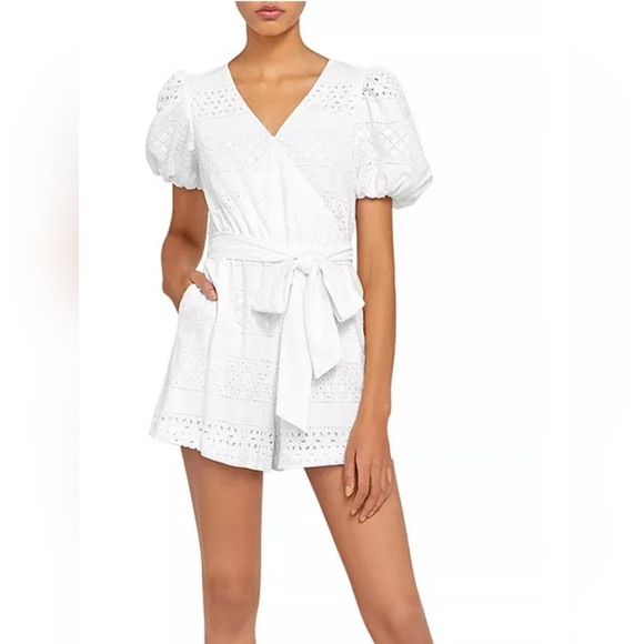 Alice + Olivia Pants - Alice + Olivia Paulina Eyelet Romper Size 4